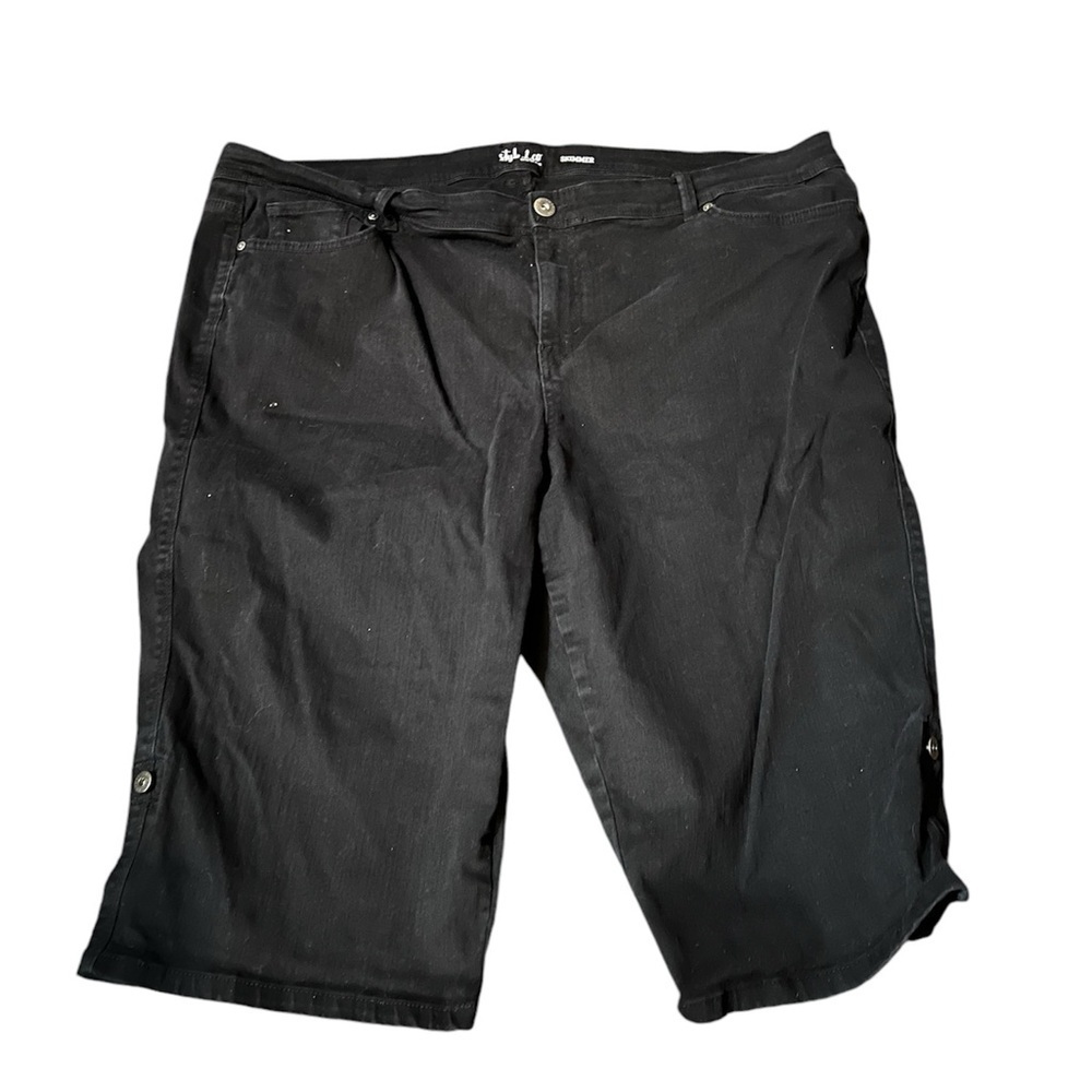 Plus Sz Style & Co Women’s Black Bermuda Jean Shorts 22